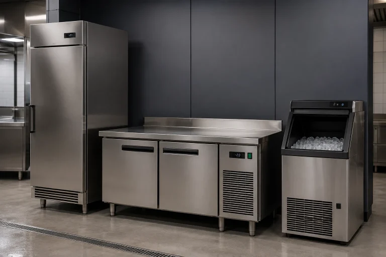 Frigo inox, table réfrigérée et machine à glaçons professionnels